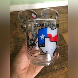 3 Vintage Texas Sesquicentennial 1836–1986 Commemorative Glasses Cups Cowboy